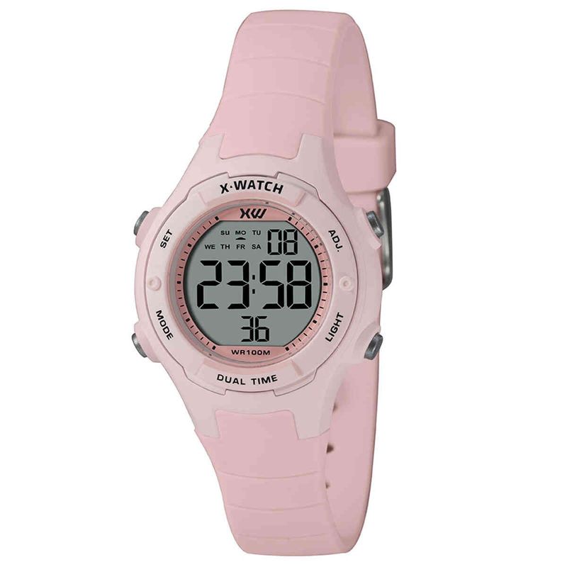 relógio x-watch feminino digital infantil xlppd055 bxrx rosa