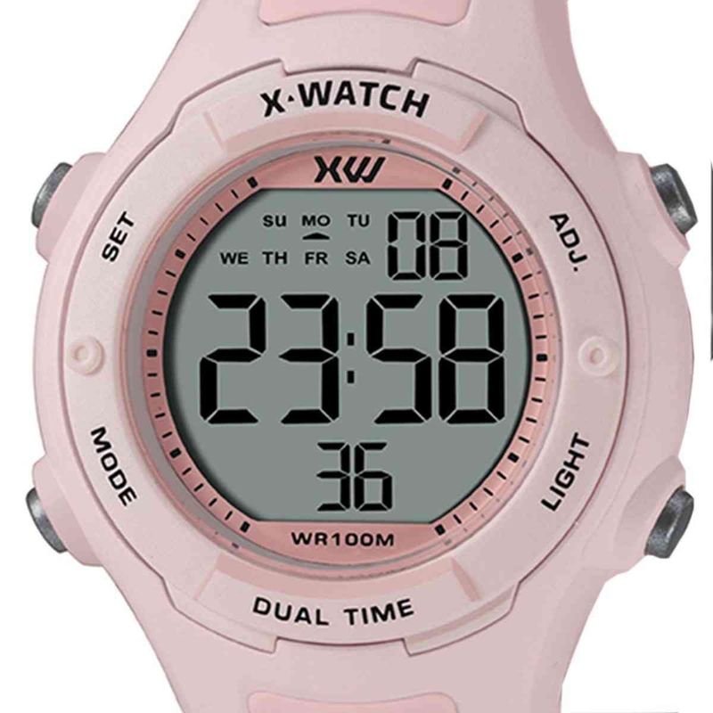 relógio x-watch feminino digital infantil xlppd055 bxrx rosa