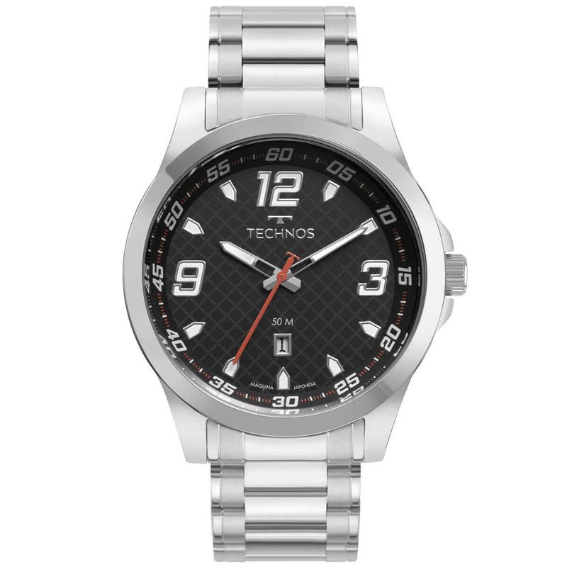relógio masculino technos racer prata 2115nch/1p
