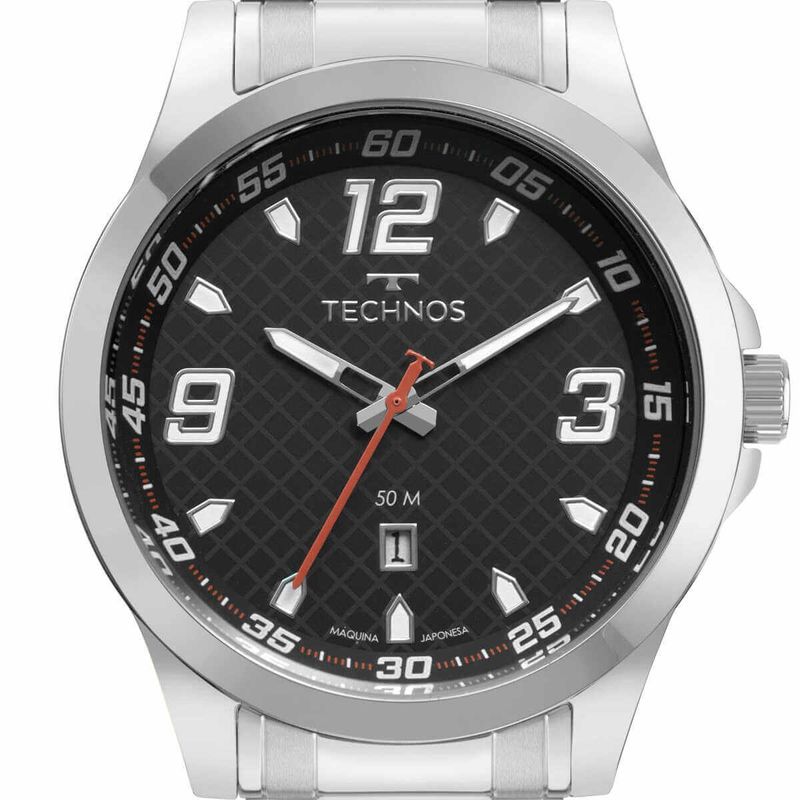 relógio masculino technos racer prata 2115nch/1p
