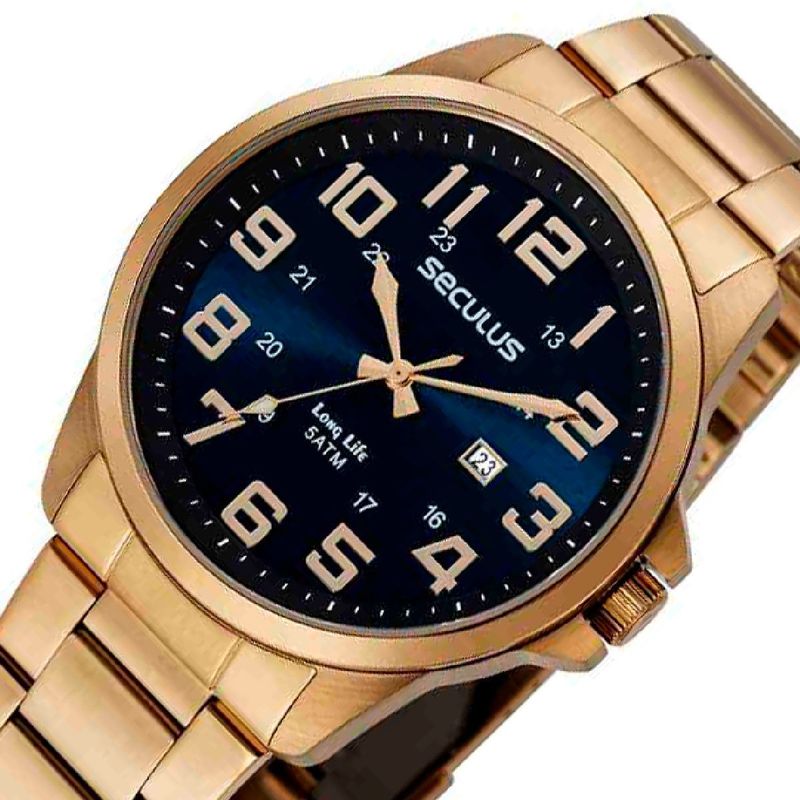 relógio seculus masculino dourado 44042gpsvda2