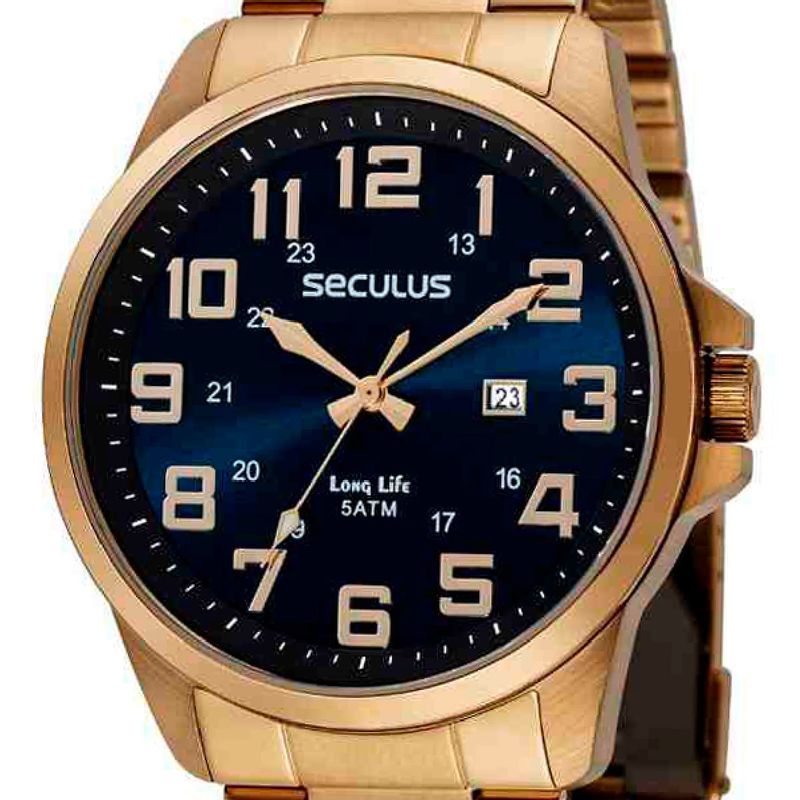 relógio seculus masculino dourado 44042gpsvda2