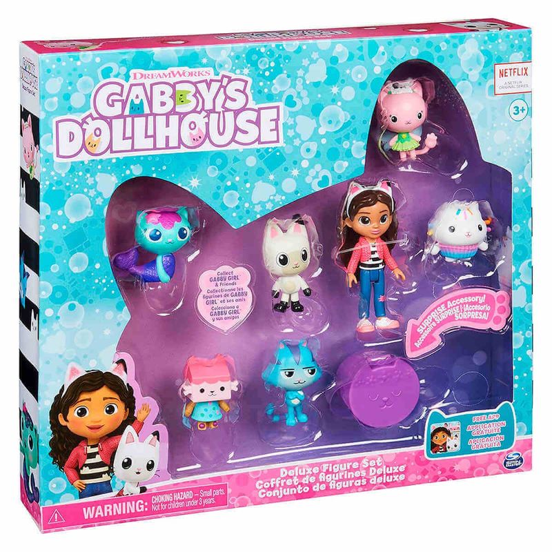 conjunto de figuras deluxe sunny gabby's dollhouse com 7 bonecos 3062