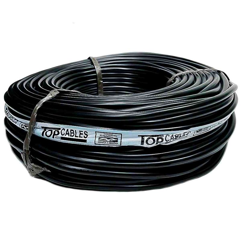 cabo elétrico pp top cables 300/500v 3x2,5mm 50 metros preto (mp)