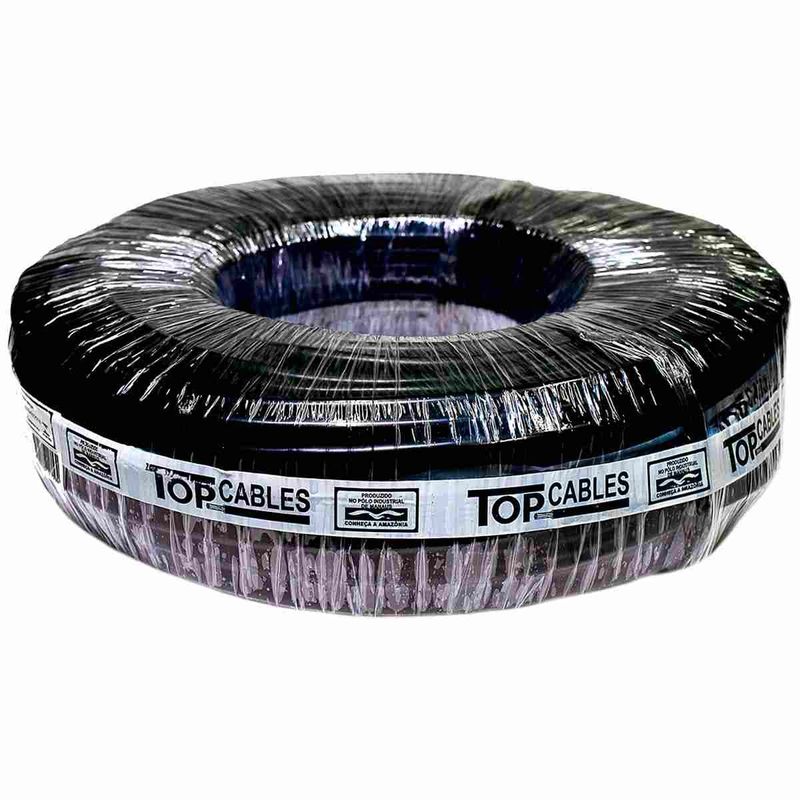 cabo elétrico pp top cables 300/500v 3x2,5mm 50 metros preto (mp)
