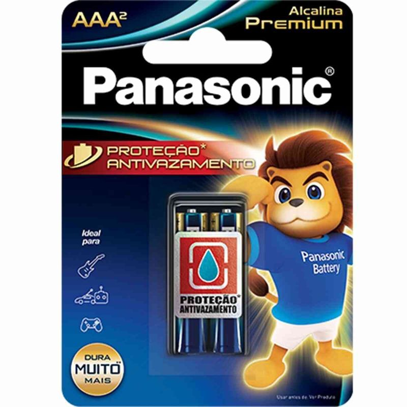 pilha alcalina premium panasonic aaa palito 2 unidades lr03egr/2b96