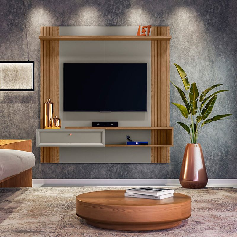 painel home para tv até 60" linea pitanga amêndoa titânio