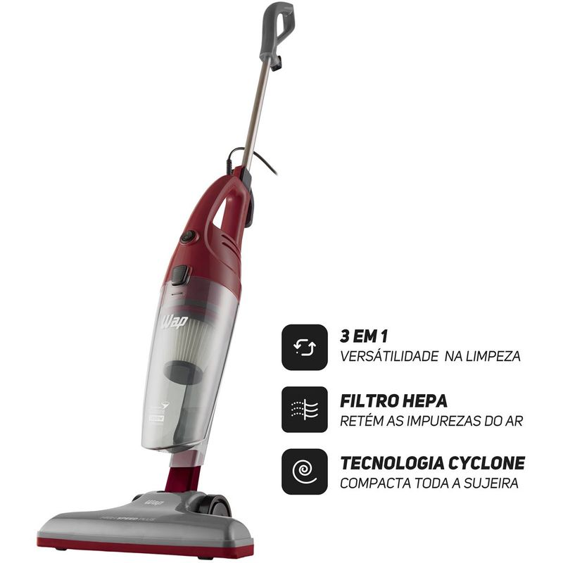 aspirador de pó vertical wap 3 em 1 high speed plus 1350w 127v vermelho