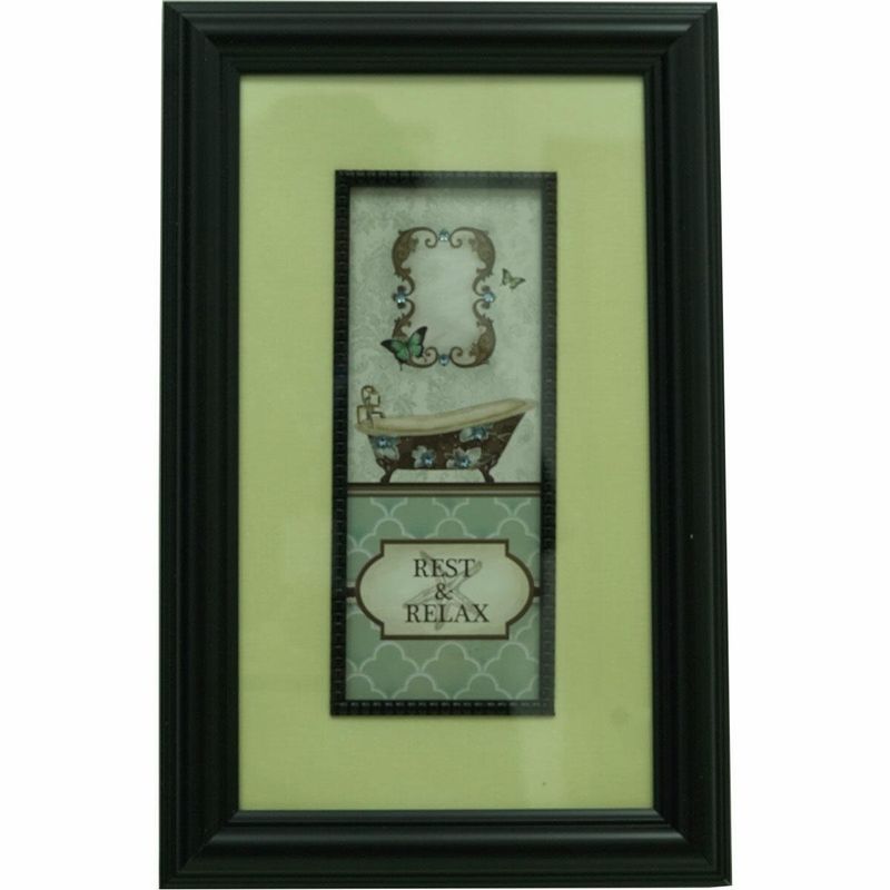 quadro latcor banheira com moldura de madeira 64560