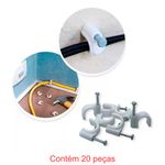 fixa fio coaxial 8mm + prego 2,5x25mm branco 20 peças - sforplast (mp)