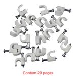 fixa fio coaxial 8mm + prego 2,5x25mm branco 20 peças - sforplast (mp)