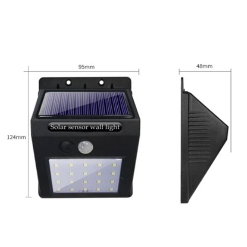 luminária solar parede ecosolis 20 leds com sensor