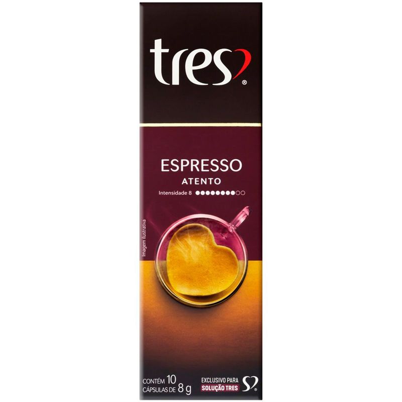 cápsula de café 3 corações espresso atento 10 unidades 8g