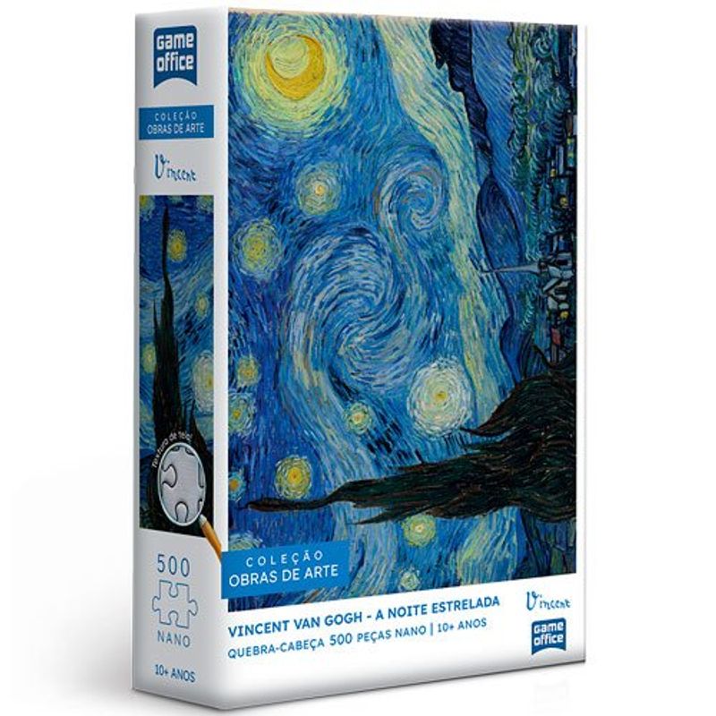 quebra-cabeça toyster 500 peças nano vincent van: gogh a noite estrelada 3049