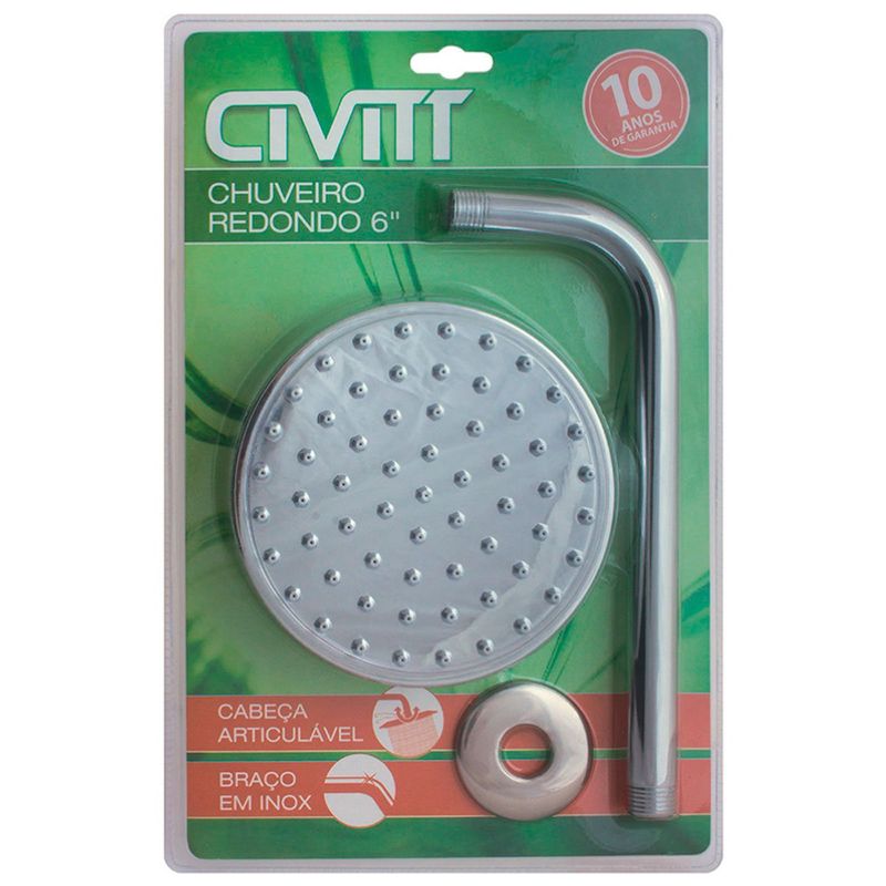 chuveiro articulado luxo civitt redondo 6" abs cromado (mp)