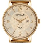 relógio masculino seculus dourado 77200gpsvda2