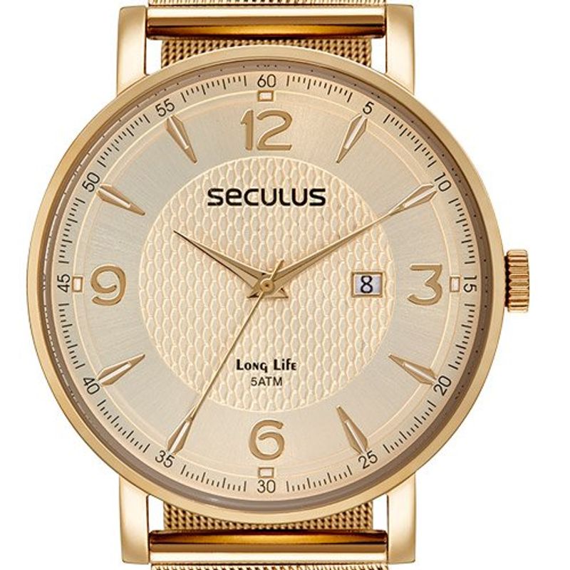 relógio masculino seculus dourado 77200gpsvda2