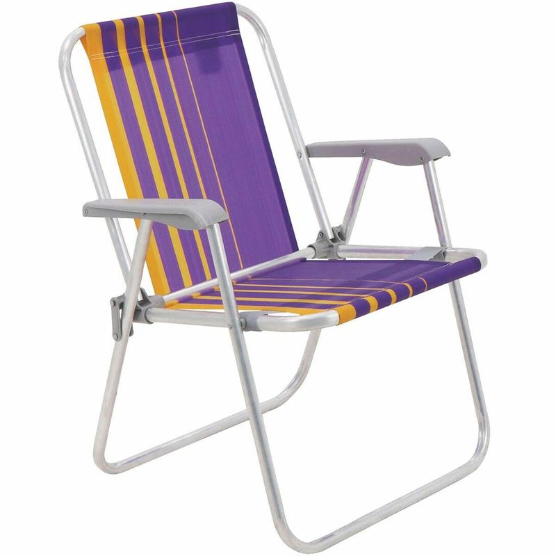 cadeira de praia tramontina samoa alta roxo e amarelo 92900003