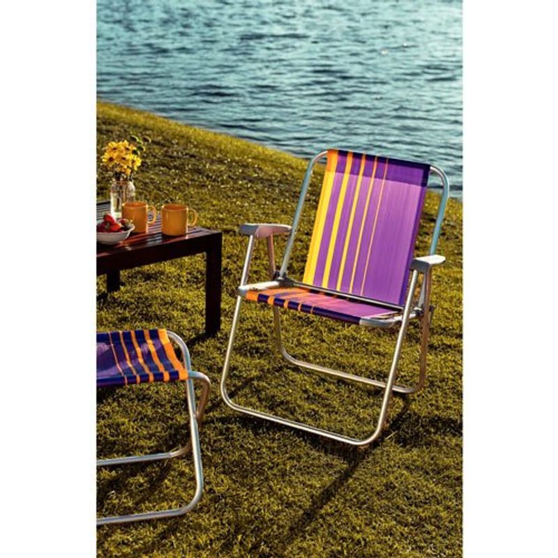 cadeira de praia tramontina samoa alta roxo e amarelo 92900003