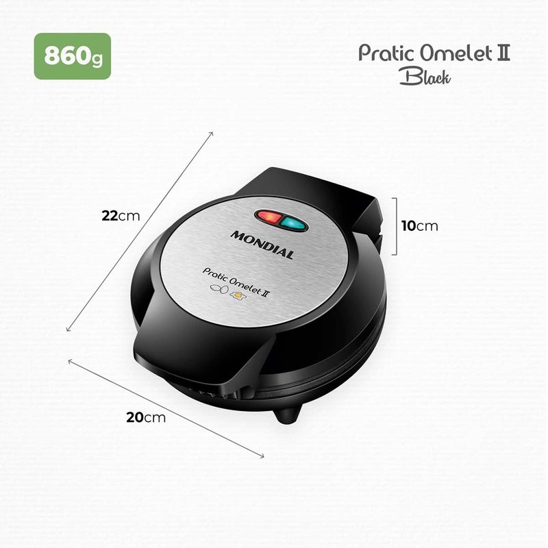 omeleteira elétrica mondial 127v pratic preto inox om-04-bi