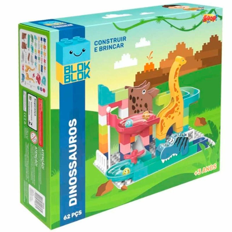 bloco de montar zoop toys 62 peças dinossauros (mp)
