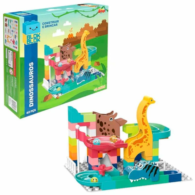 bloco de montar zoop toys 62 peças dinossauros (mp)