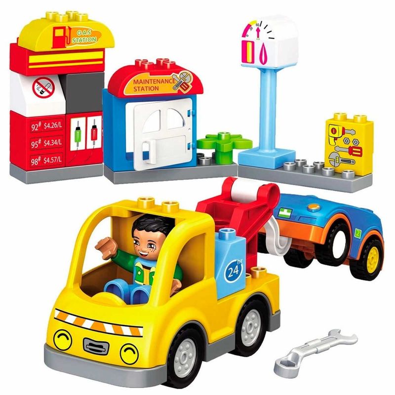 bloco de montar zoop toys 29 peças oficina e posto de gasolina (mp)