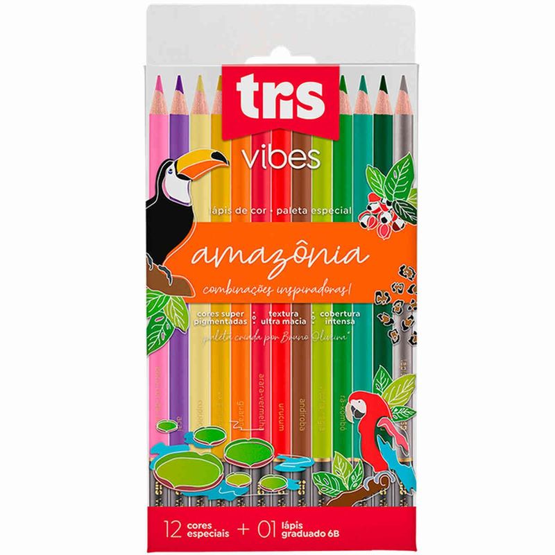 lápis de cor tris vibes amazônia com 12 unidades colorido 613604
