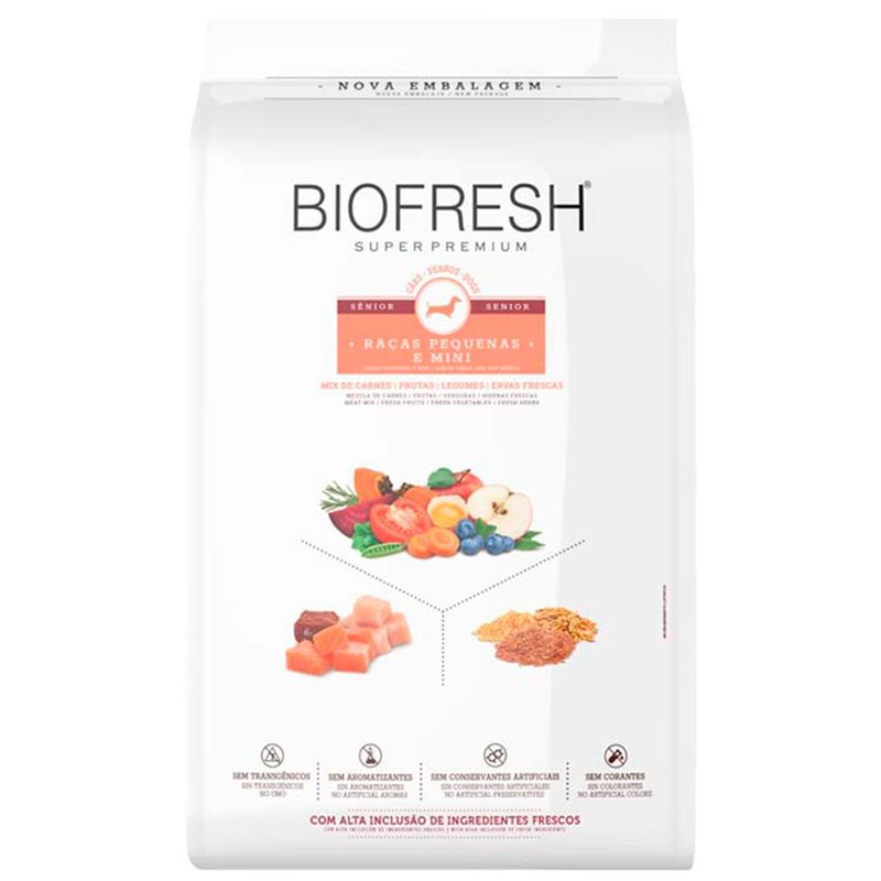 ração biofresh cães sênior raças pequenas e mini mix de carnes 1kg (mp)