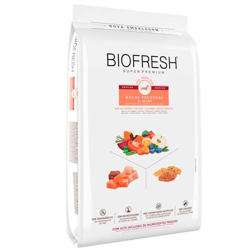 ração biofresh cães sênior raças pequenas e mini mix de carnes 1kg (mp)