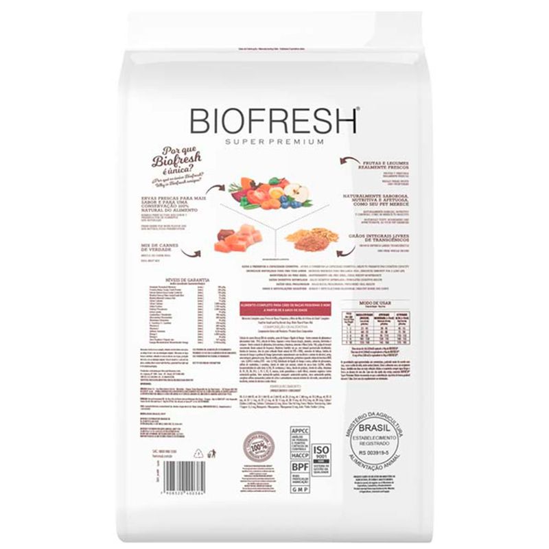 ração biofresh cães sênior raças pequenas e mini mix de carnes 1kg (mp)