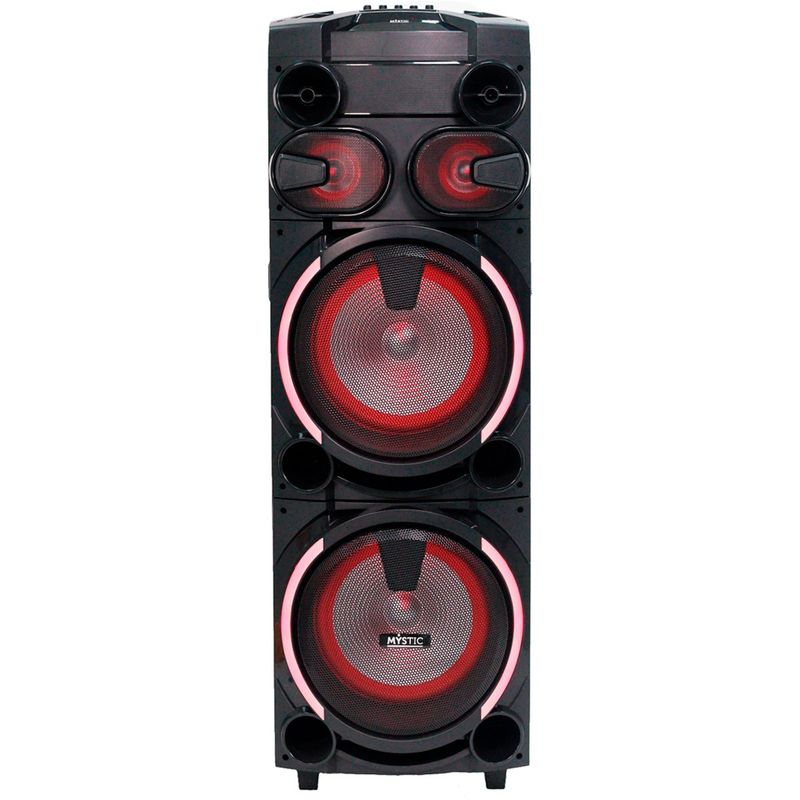 caixa de som amplificada mystic com microfone sem fio bluetooth usb preto my-pst1225