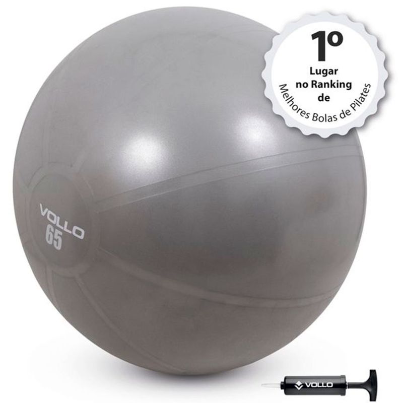 bola de ginástica vollo gym ball 65cm cinza vp1035