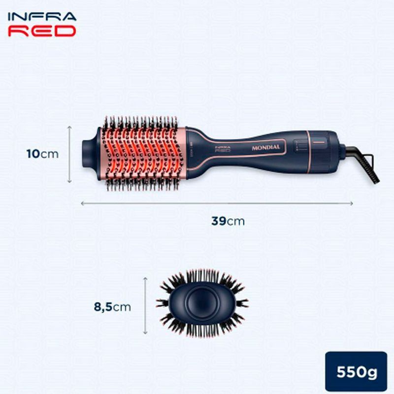 escova secadora mondial bivolt azul e rosê es-01-ir