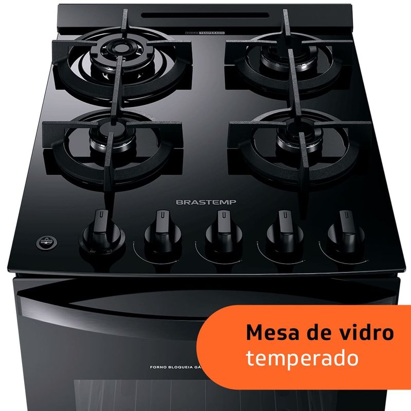fogão 4 bocas brastemp automático mesa de vidro bivolt preto bfo4xaeuna