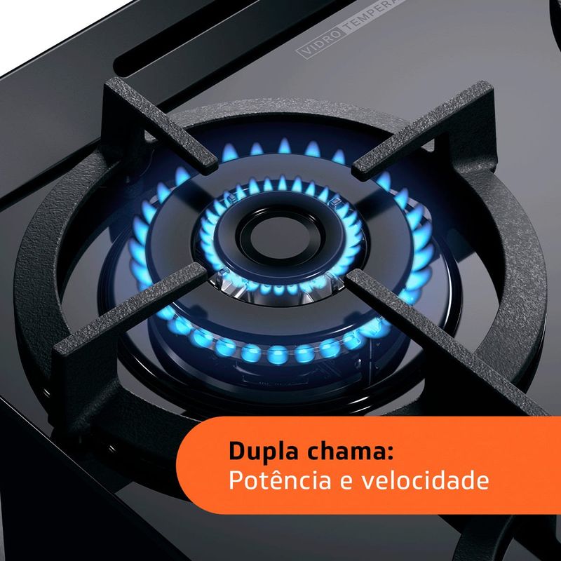 fogão 4 bocas brastemp automático mesa de vidro bivolt preto bfo4xaeuna