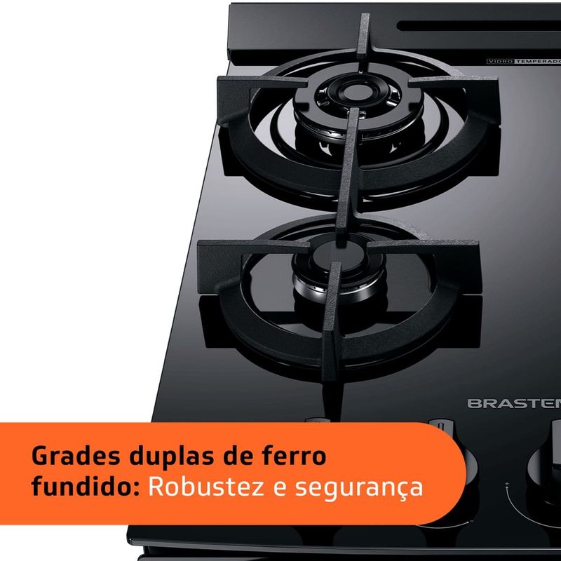 fogão 4 bocas brastemp automático mesa de vidro bivolt preto bfo4xaeuna