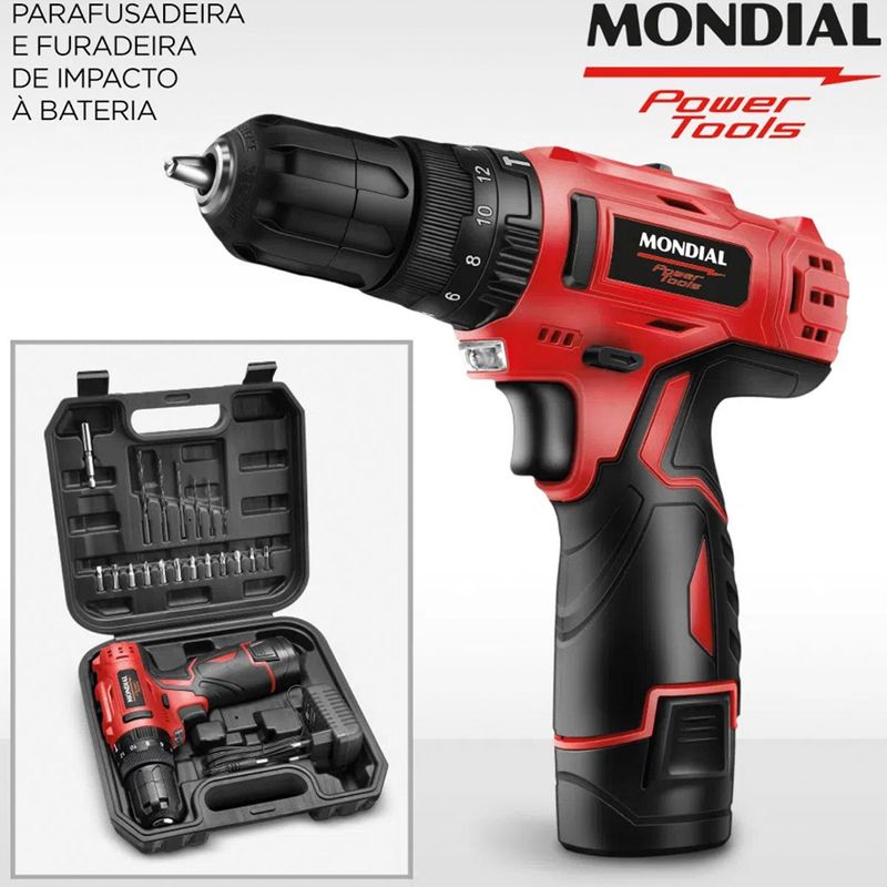 Parafusadeira E Furadeira Mondial De Impacto PI-12MA Bivolt