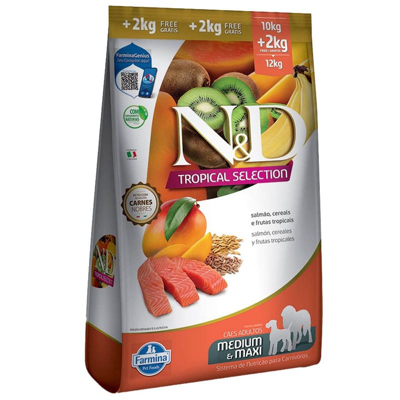 ドッグフード nami10mo Ração N&D Cães Adultos Raças Médias e Grandes Salmão 10kg