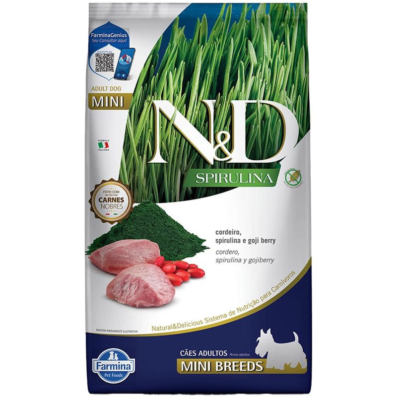 ração n&d spirulina cães adultos mini cordeiro 2kg (mp)