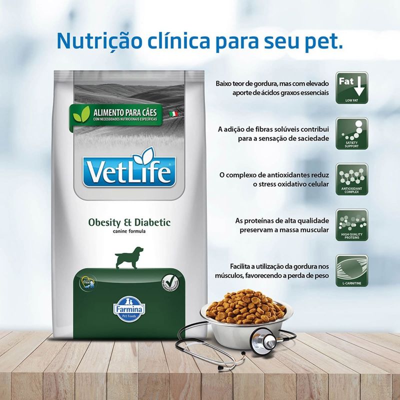 ração vet life cães adultos obesity diabetic 2kg (mp)