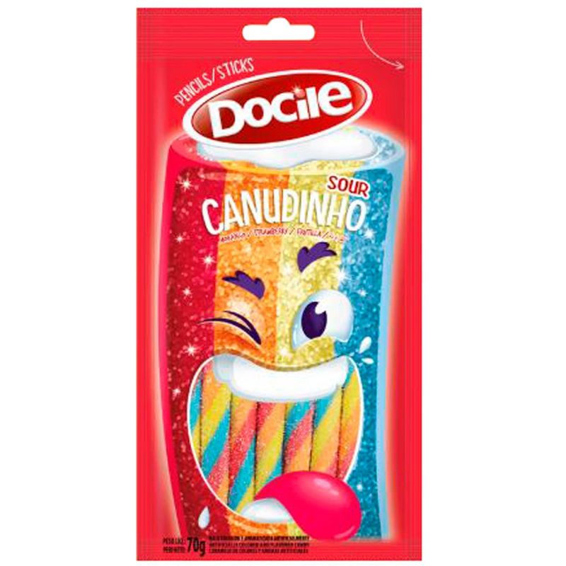 bala de canudinho docile regaliz morango cítrico 70g