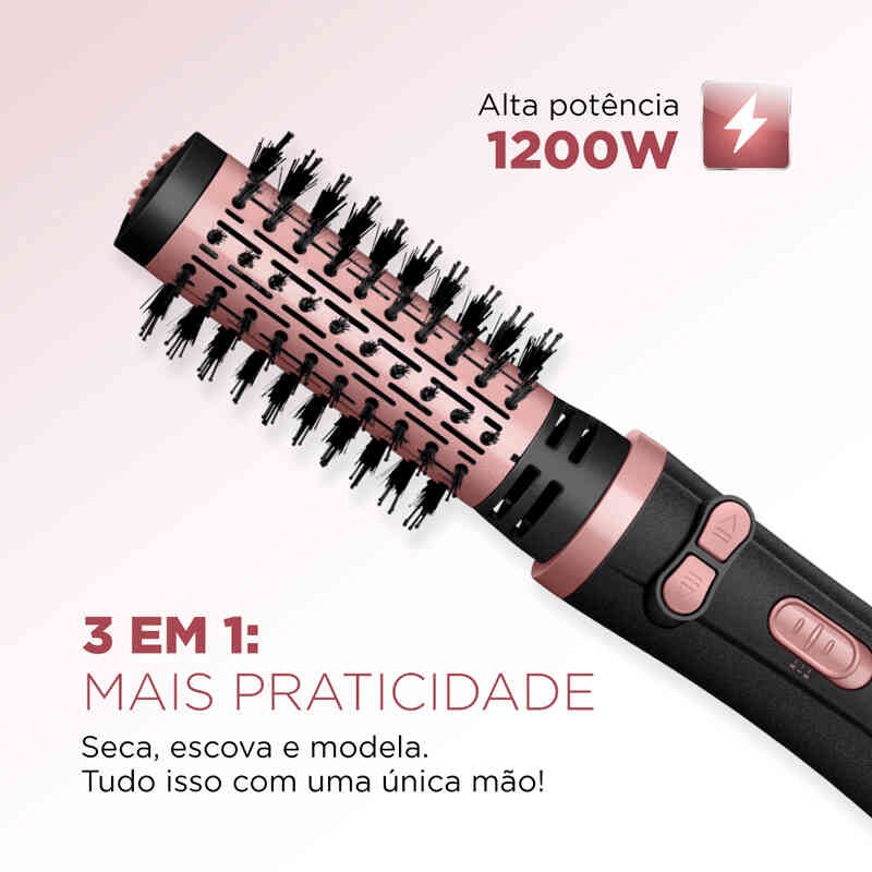 escova secadora mondial preto e rosê erb-01