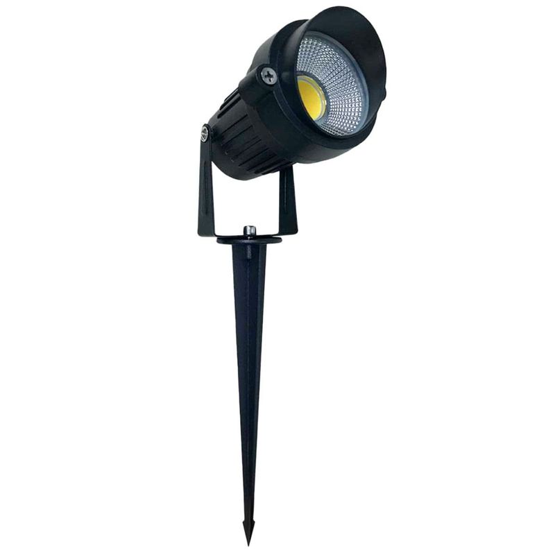 luminária espeto led de jardim bronzearte bivolt 5w 6500k ip65 preto (mp)