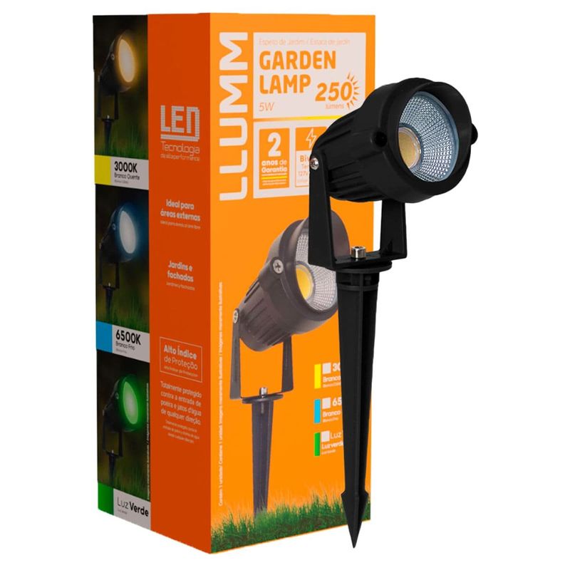 luminária espeto led de jardim bronzearte bivolt 5w 6500k ip65 preto (mp)