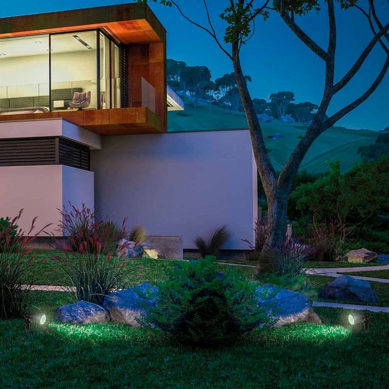 luminária espeto led de jardim bronzearte bivolt 5w 6500k ip65 preto (mp)
