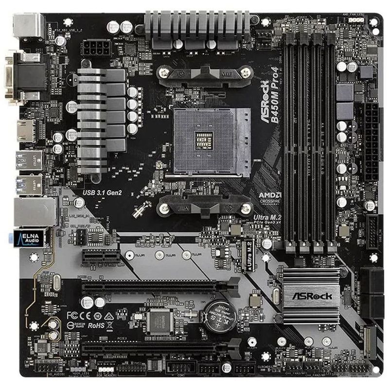 placa mãe asrock micro atx amd am4 b450 ddr4 b450m pro4 (mp)