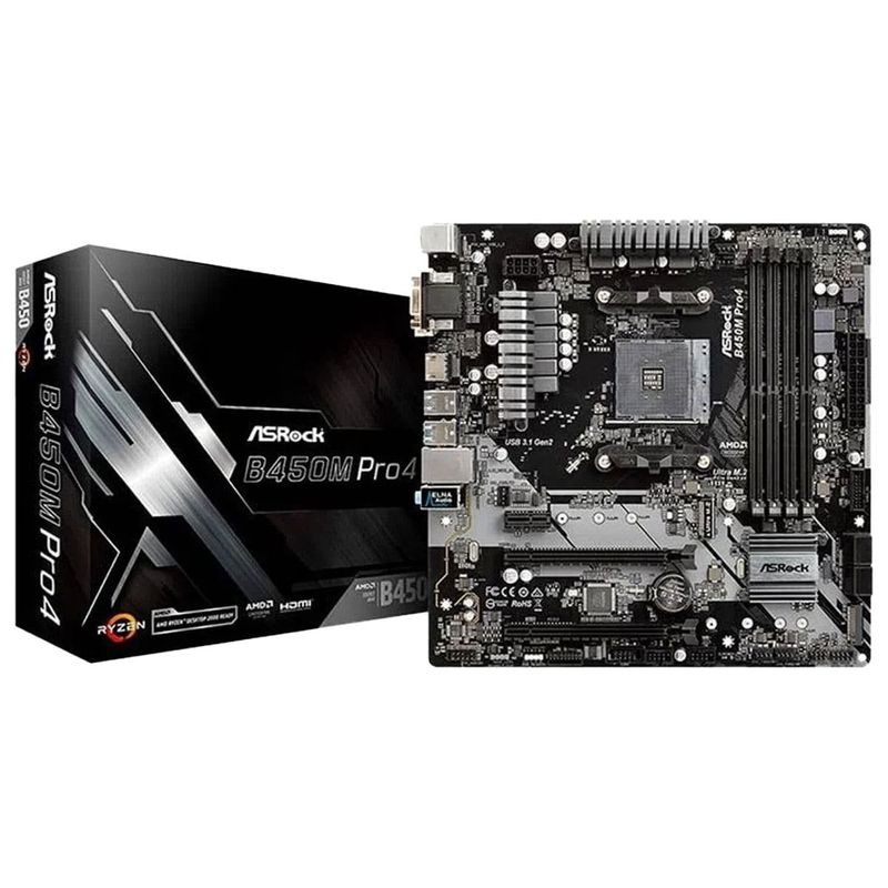 placa mãe asrock micro atx amd am4 b450 ddr4 b450m pro4 (mp)