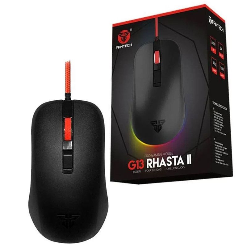 mouse usb gamer com fio fantech rhasta ii g13 preto (mp)