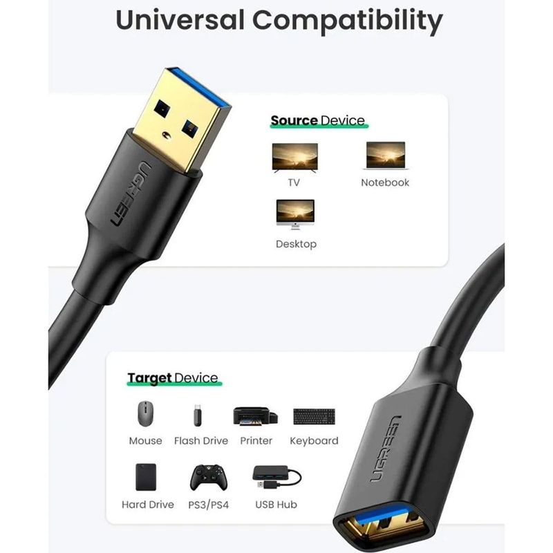 cabo extensor ugreen usb 3.0 2m m/f us129 (mp)